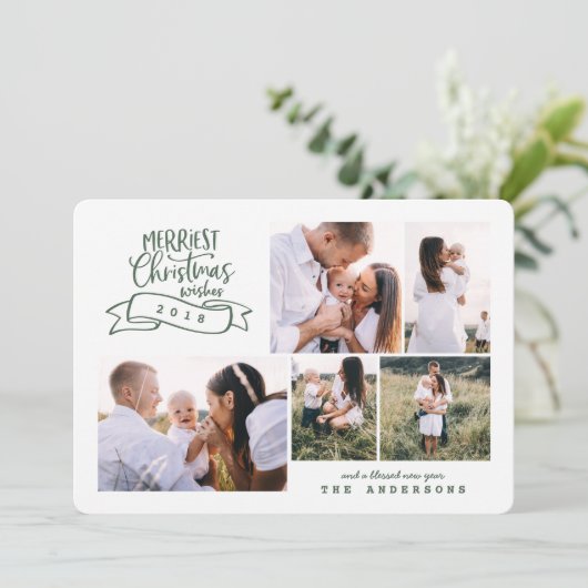 beste kerstman moderne scriptfoto feestdagenkaart (Staand voorkant)