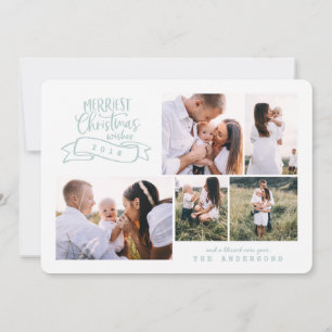 beste kerstman moderne scriptfoto feestdagenkaart