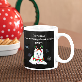 Beste kerstman, Naughty Samoyed met Elf Headband Koffiemok