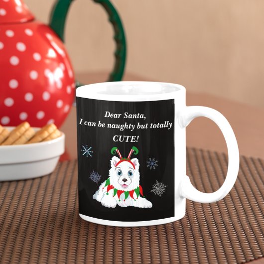 Beste kerstman, Naughty Samoyed met Elf Headband Koffiemok