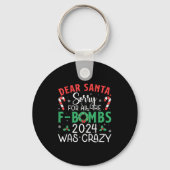 Beste Kerstman Sorry Fbombs 2024 Crazy Lights Snoe Sleutelhanger (Voorkant)