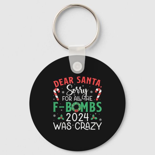 Beste Kerstman Sorry Fbombs 2024 Crazy Lights Snoe Sleutelhanger (Voorkant)