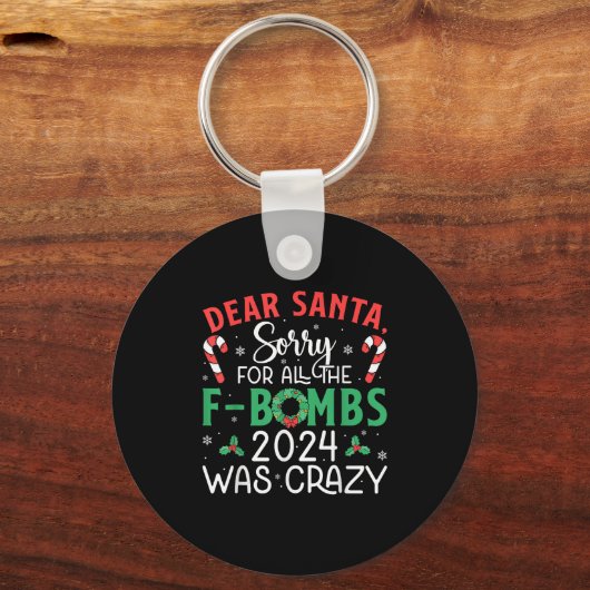 Beste Kerstman Sorry Fbombs 2024 Crazy Lights Snoe Sleutelhanger (Voorkant)