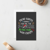 Beste Kerstman Sorry voor alle grappige Kerst Kers Notitiekaartje (Voorkant / Achterkant in situ)