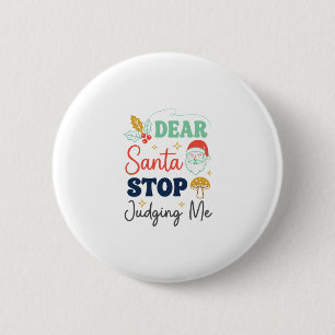 Beste Kerstman Stop Met Oordelen Kerst Paddenstoel Ronde Button 5,7 Cm