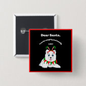 Beste Kerstman, Stoute maar schattige Samoyed Elf Vierkante Button 5,1 Cm (Voorkant /achterkant)