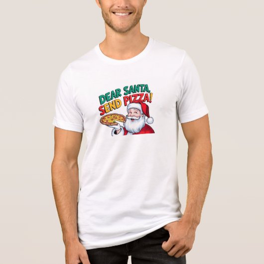 Beste Kerstman, stuur deze kerst pizza Tri-Blend Shirt (Voorkant)