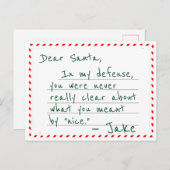 Beste Kerstman Verdachte Plea Grappig Kerst Briefk Briefkaart (Voorkant / Achterkant)