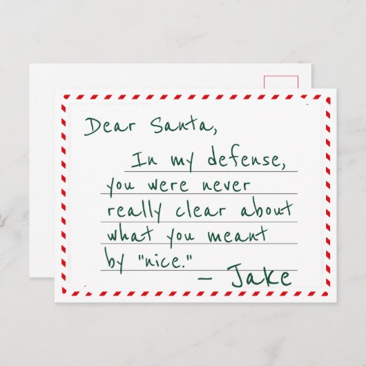 Beste Kerstman Verdachte Plea Grappig Kerst Briefk Briefkaart (Voorkant / Achterkant)