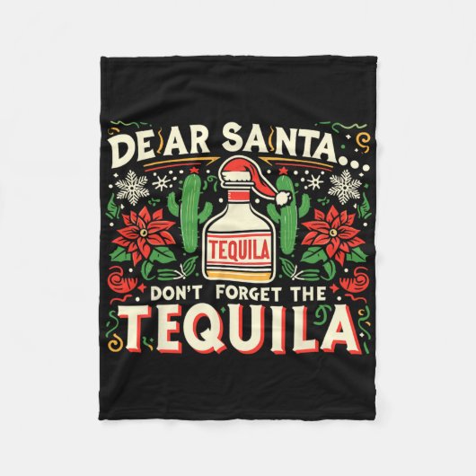 Beste Kerstman, vergeet de Tequila niet Grappig Dr Fleece Deken (Voorkant)