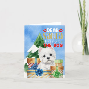 Beste Kerstman vergeet de Westie-hond niet Feestdagen Kaart
