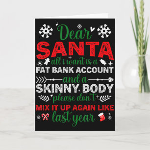 Beste Kerstman Vette Bankrekening Dun Lichaam Grap Kaart