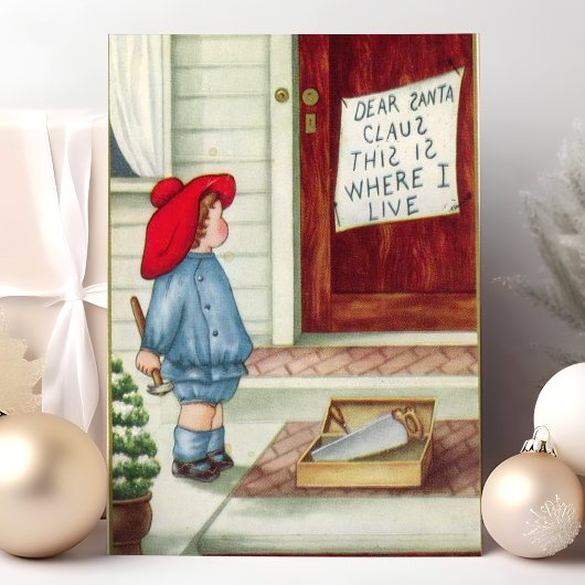 Beste kerstman Vintage Feestdagenkaart