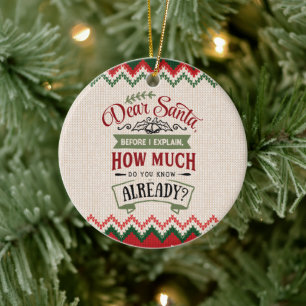 Beste kerstman, voor ik het uitleg - grappige kers keramisch ornament