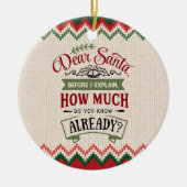 Beste kerstman, voor ik het uitleg - grappige kers keramisch ornament (Voorkant)