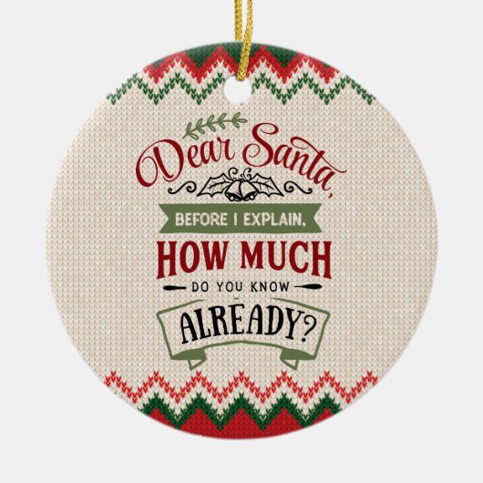 Beste kerstman, voor ik het uitleg - grappige kers keramisch ornament (Voorkant)