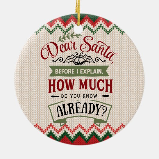 Beste kerstman, voor ik het uitleg - grappige kers keramisch ornament (Achterkant)