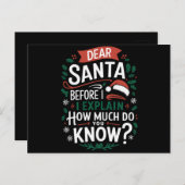 Beste kerstman voor ik uitleg hoeveel je weet briefkaart (Voorkant / Achterkant)