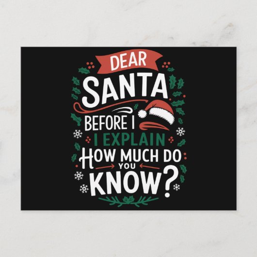 Beste kerstman voor ik uitleg hoeveel je weet briefkaart (Voorkant)