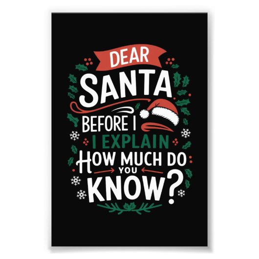 Beste kerstman voor ik uitleg hoeveel je weet foto afdruk (Voorkant)