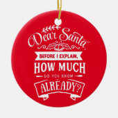 Beste Kerstman, voordat ik een grappige kerstcitaa Keramisch Ornament (Voorkant)