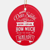 Beste Kerstman, voordat ik een grappige kerstcitaa Keramisch Ornament (Links)