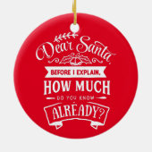 Beste Kerstman, voordat ik een grappige kerstcitaa Keramisch Ornament (Achterkant)