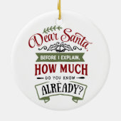 Beste Kerstman, voordat ik een grappige kerstcitaa Keramisch Ornament (Achterkant)