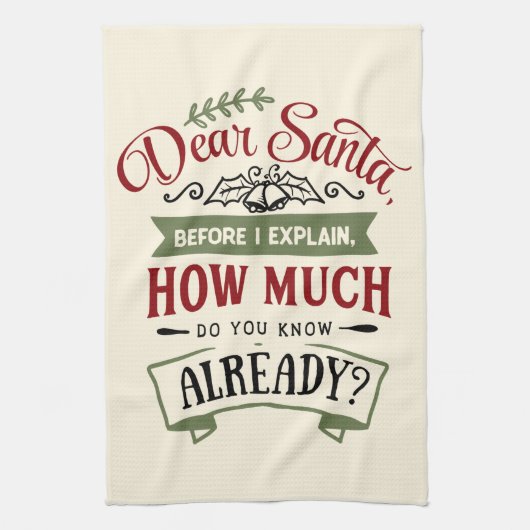 Beste Kerstman, voordat ik een grappige kerstcitaa Theedoek (Verticaal)