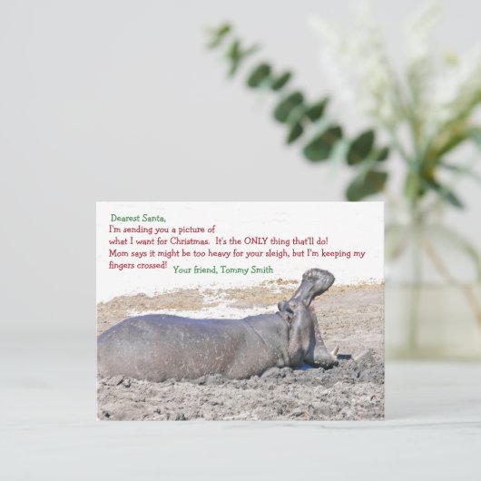 BESTE KERSTMAN / WAT IK WIL VOOR KERST / HIPPOTAMU FEESTDAGENKAART (Staand voorkant)