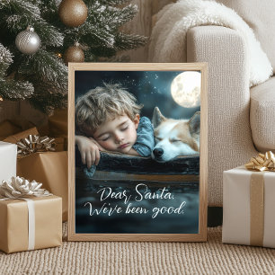 Beste Kerstman We Zijn Braaf Vakantiefoto met Hond Poster