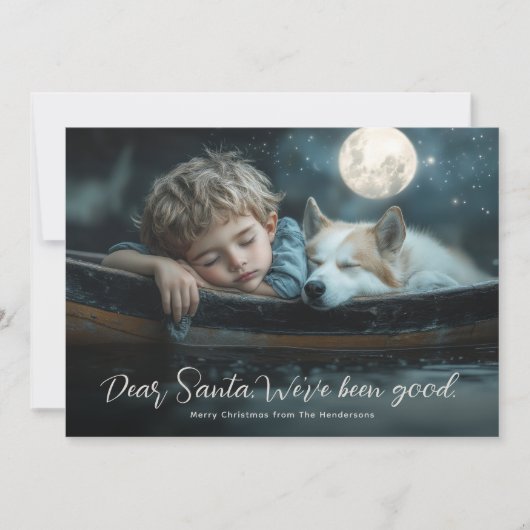 Beste Kerstman, we zijn een goede familiefoto gewe Feestdagenkaart (Voorkant)