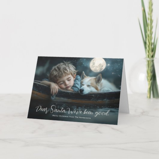 Beste Kerstman, Wij zijn Braaf Geweest Familie Fot Feestdagen Kaart (Voorkant)