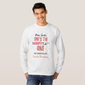 Beste kerstman, ze is de Naughty One-kerstfamilie T-shirt (Voorkant volledig)