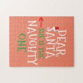 Beste kerstman, ze is de onaughty die een cadeautj legpuzzel (Horizontaal)