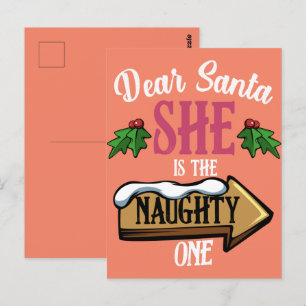 Beste kerstman, ze is een grappige smakelijke jong briefkaart