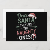 Beste kerstman, ze zijn de Naughty's kerst Feestdagenkaart (Voorkant / Achterkant)