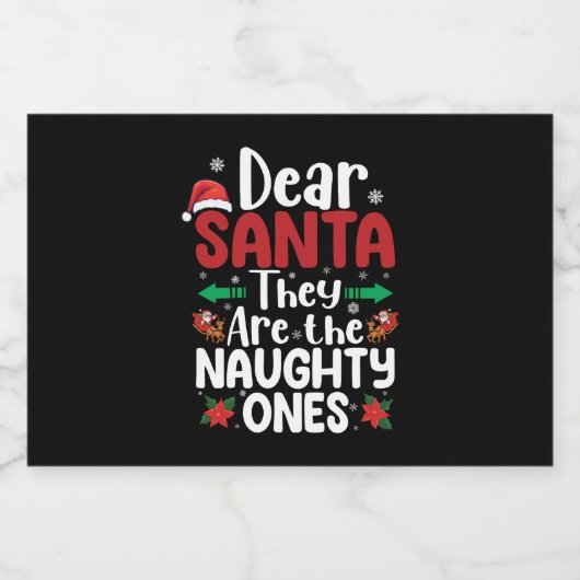 Beste Kerstman Ze zijn stoute degenen Kerstmis Mat Sparkling Wijnetiket (Enkel label)