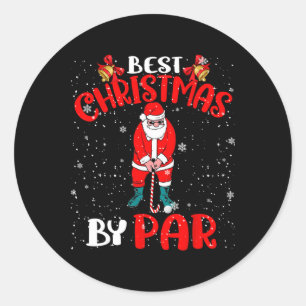 Beste Kerstmis Bij Par Grappige Kerstmis Kerstman Ronde Sticker