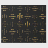Beste kerstooit goud/zwart cadeaupapier (Vlak)