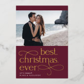 Beste kerstooit Verloving Foto Folie Feestdagenkaart (Voorkant)