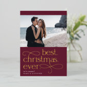 Beste kerstooit Verloving Foto Folie Feestdagenkaart (Staand Voorkant)