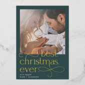 Beste kerstooit Verloving Foto Folie Feestdagenkaart (Voorkant)