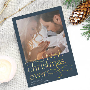 Beste kerstooit Verloving Foto Folie Feestdagenkaart