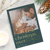 Beste kerstooit Verloving Foto Folie Feestdagenkaart