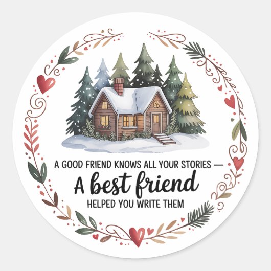 Beste Kerstvriend | Vakantie Ronde Sticker (Voorkant)