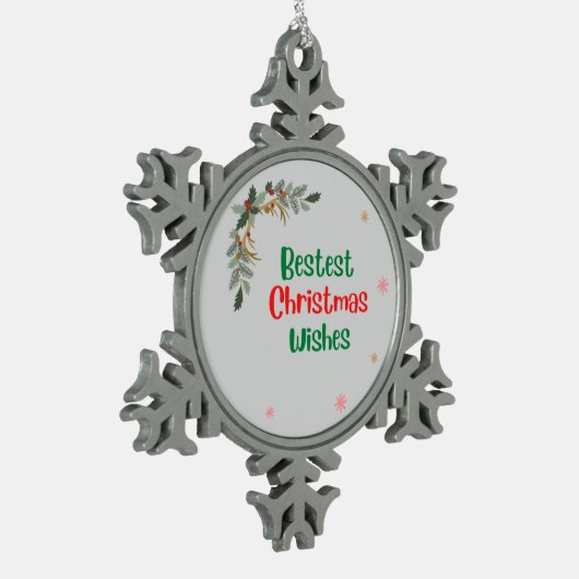 Beste kerstwensen tin sneeuwvlok ornament (Links)