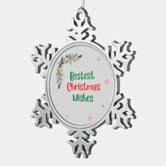 Beste kerstwensen tin sneeuwvlok ornament (Rechts)