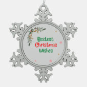 Beste kerstwensen tin sneeuwvlok ornament (Voorkant)