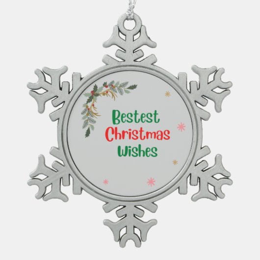 Beste kerstwensen tin sneeuwvlok ornament (Voorkant)